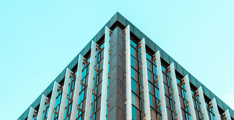 Modern building corner with windows
