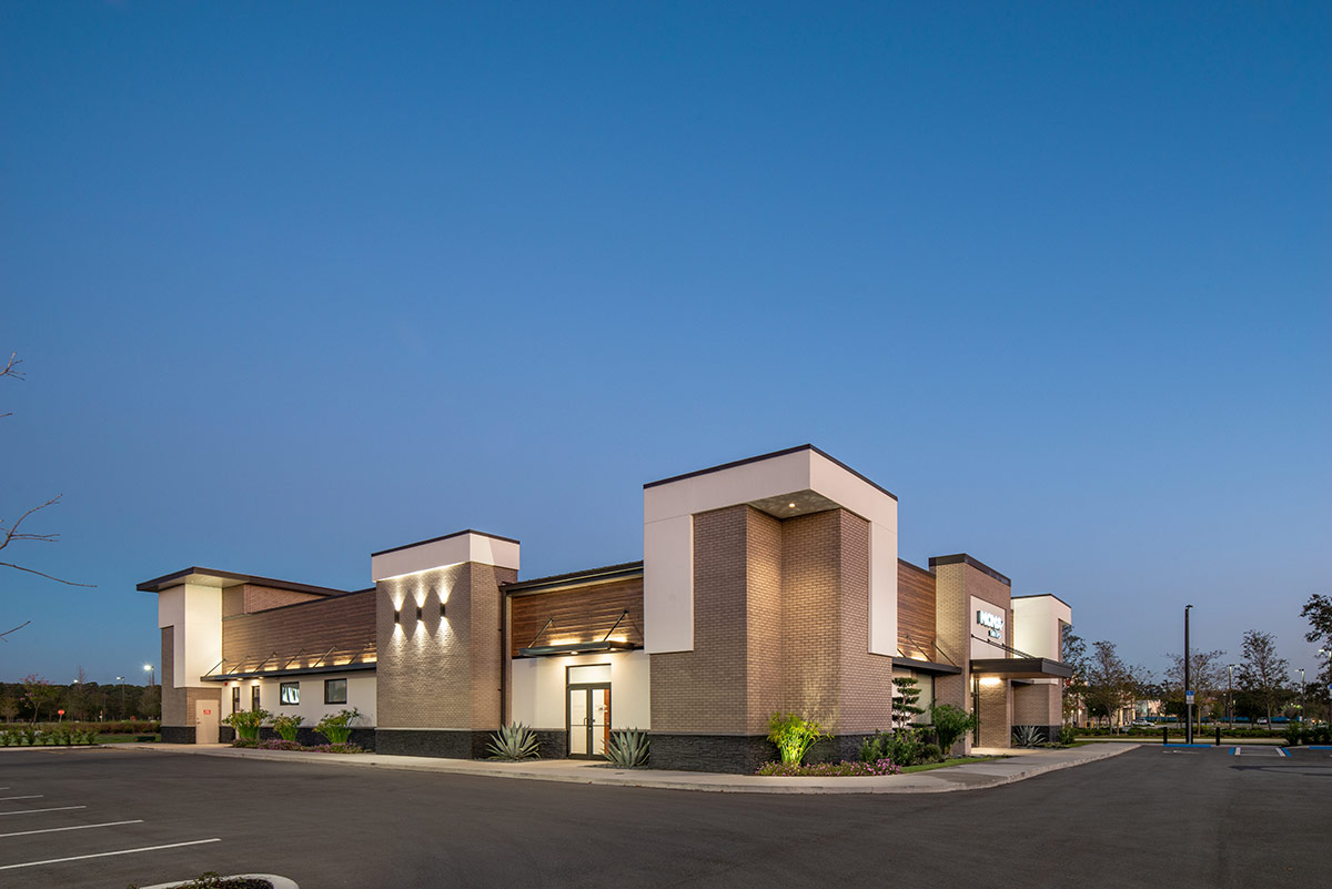 Modern commercial building with design-build construction